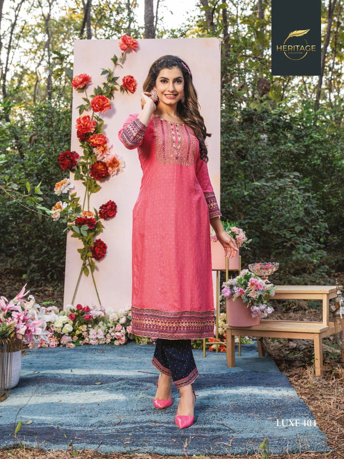 LUXE VOL 4 HERITAGE COLLECTION Rayon Function Wear Wholesale Kurti With Bottom Catalog